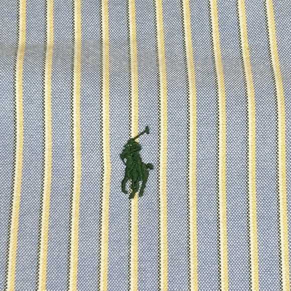 Ralph Lauren Mens Custom Fit Striped Button Down Shirt Blue Yellow White Size M - Picture 4 of 9